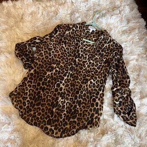 Leopard print Express portofino shirt size small